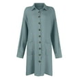 thumbnail image 4 of pstuiky Robes Grande Taille, Robe d'Été Unie à Manches Longues pour Femme, Robes Décontractées en Solde, 4 of 6