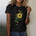 thumbnail image 2 of Womens Flower Print T Shirt Sunflower Graphic Short Sleeve Tees Crewneck Casual Shirts Summer Loose Fit Tops, 2 of 5