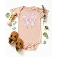 thumbnail image 3 of Pastel Easter Bow Bodysuit for Baby Girls Spring Holiday Flowers and Bunnies Toddler One-Piece Peach Bodysuit Newborn, 3 of 3