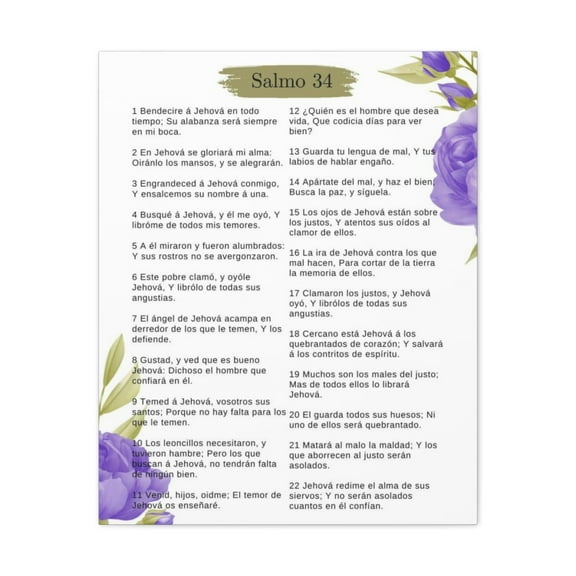 Salmo 34 Impresion De Arte Crist en la Pared Lista Para Colgar in Spanish Ready to Hang Bible Canvas Unframed
