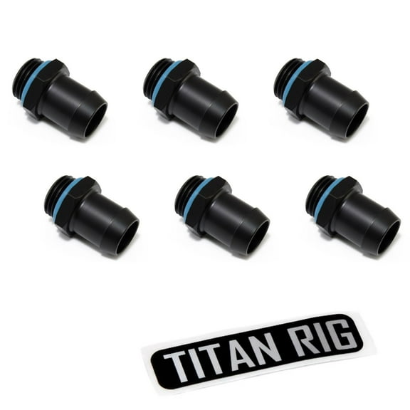 xspc g1/4" to 1/2" barb fitting for soft tubing, matte black, 6-pack