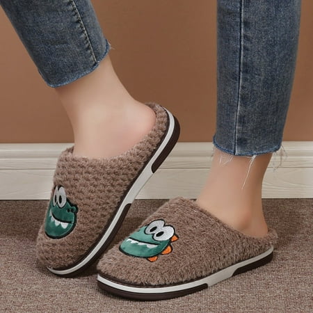 

Summer Slippers For Women Beach Accesseories Flip Flops For Women Fashion Autumn Winter Female Slipper Flat Non Slip Light Plush Warm Comfortable Cute Cartoon Dinosaur Design Swimming Pool Accessories