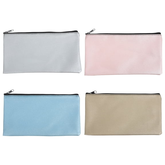 COSMOBETTY Cash Zipper Pouch 4Pcs for Receipt Storage PU Leather Wallets Assorted Color 11.0x6.1in