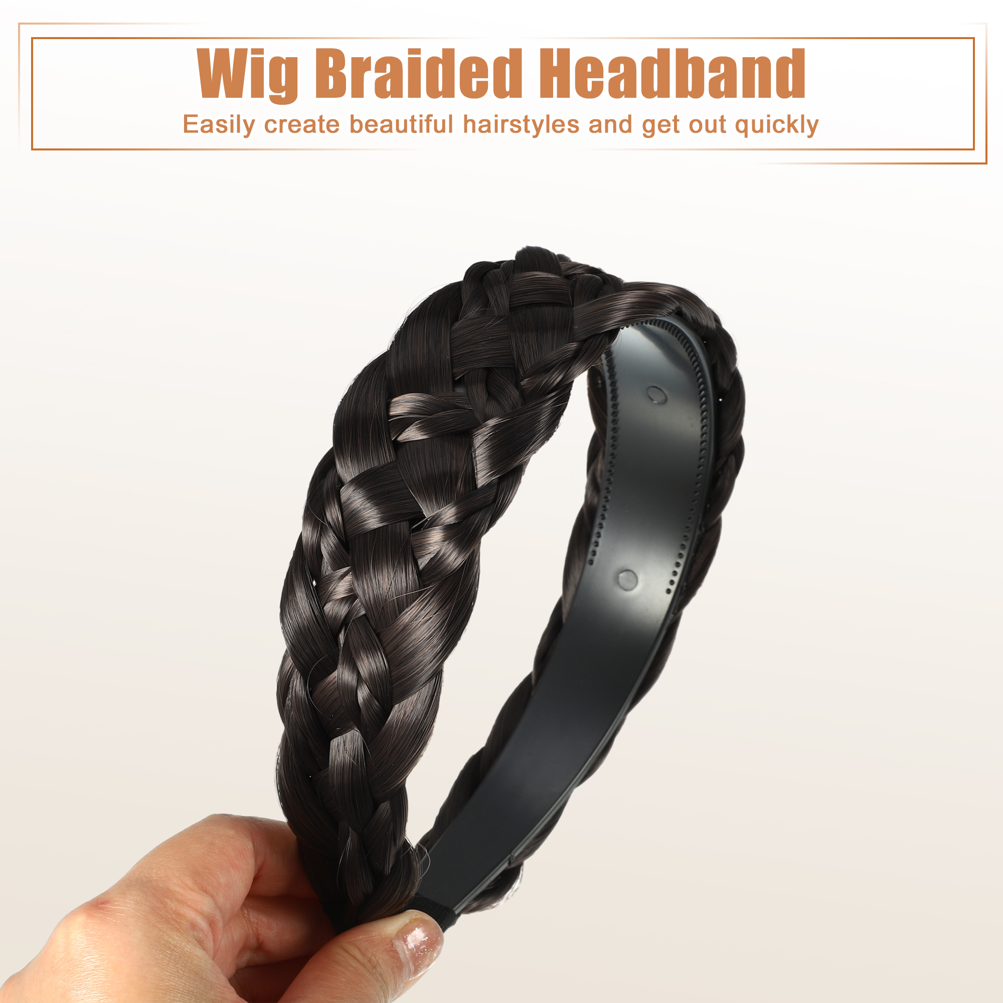 Unique Bargains Women's Wig Braided Headbands Deep Brown 5.39"×1.5"