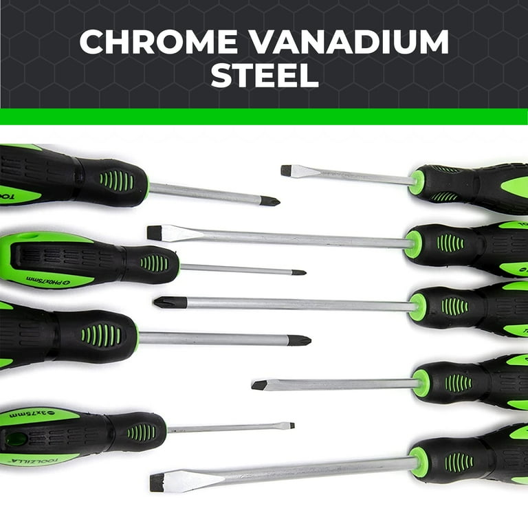 TOOLZILLA 9 Piece Magnetic Screwdriver Set with Flathead