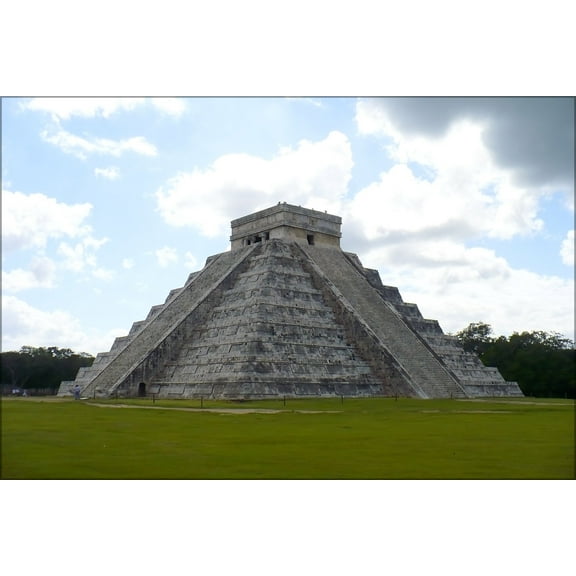 24"x36" Gallery Poster, View of the pyramid of Kukalkan at Chichen Itza