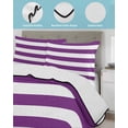 thumbnail image 4 of Quilts Twin Size Bedding Set, Purple Stripes Lightweight Quilted Comforter, Simple Purple White Texture Soft Reversible Bedspread Coverlet with Pillow Covers for All Season, 68" x 86", 4 of 7