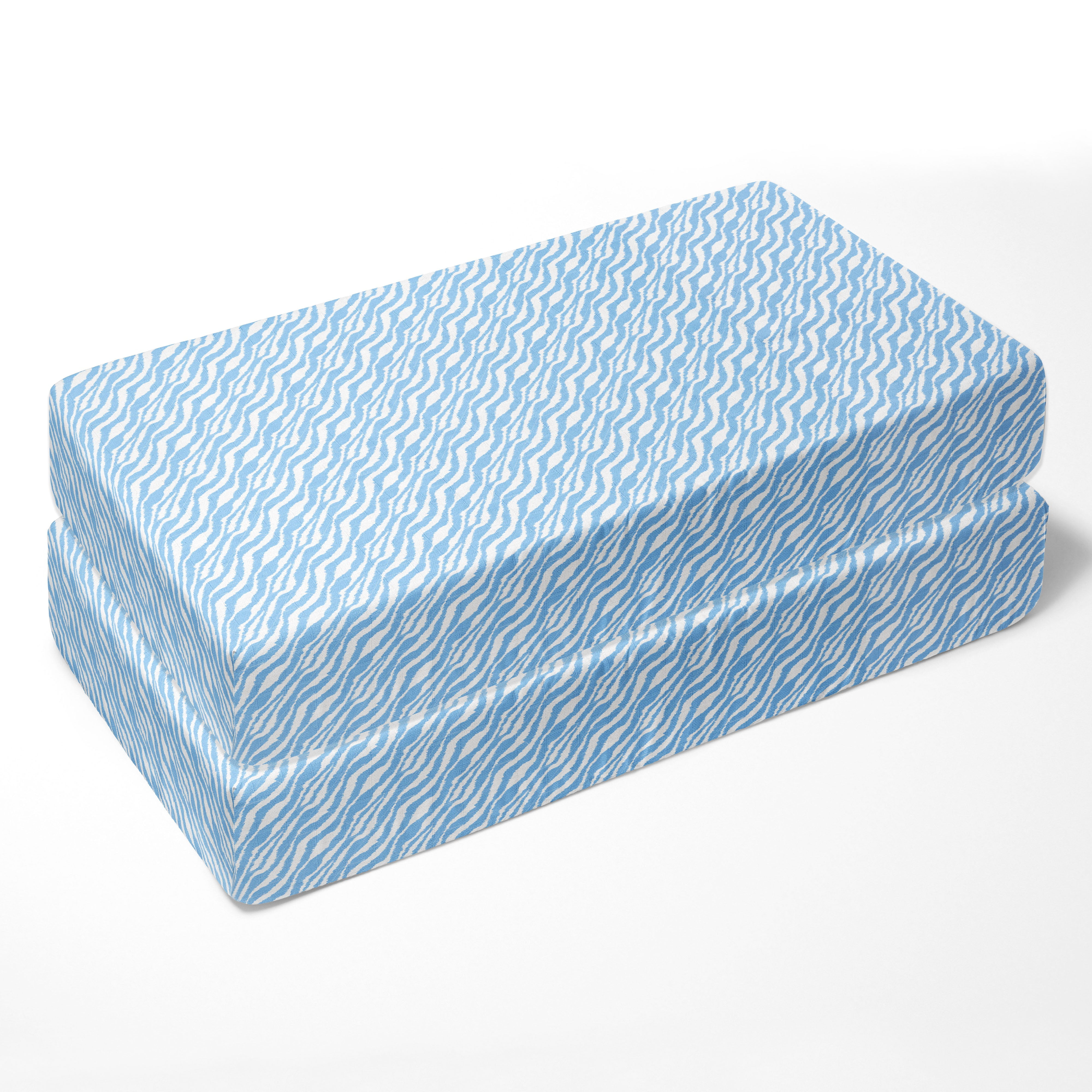 Bacati - Ikat Zebra Dots Blue Muslin Crib or Toddler Bed Fitted Sheet 100% Cotton Muslin