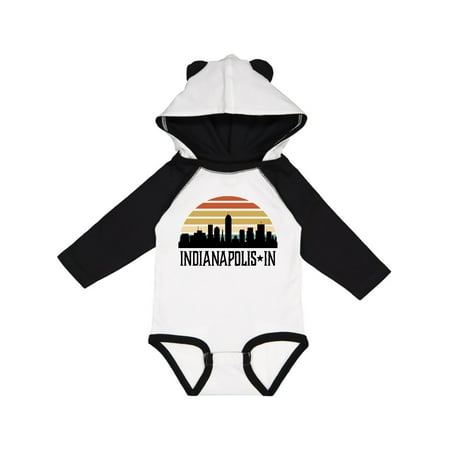 

Inktastic Indianapolis Indiana Skyline Retro Gift Baby Boy or Baby Girl Long Sleeve Bodysuit