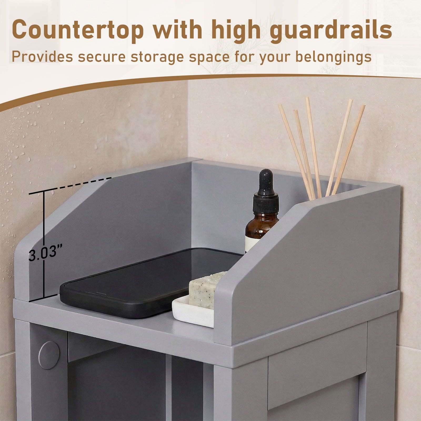 Ktaxon Slim Bathroom Cabinet Storage, Toilet Cabinet with 2 Drawers, beside Toilet Cabinet Saving Space, Gray