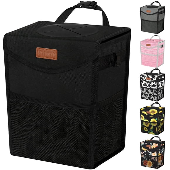 Pritent para papelera de coche con tapa, 7,6 L, organizador a prueba de fugas, negro