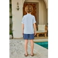 thumbnail image 4 of Arshiner Boys 2 Pieces Set Casual Short Sleeve Blue Stripe Shirt and Navy Shorts Summer Matching Outfits 9-10 Years, 4 of 8