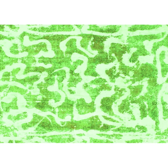 Ahgly Company Indoor Rectangle Abstract Green Modern Area Rugs, 2' x 5'