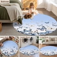 thumbnail image 5 of Round Area Rug 8 Ft, Blue Butterflies Washable Non-Slip Circle Carpet for Living Room/Bedroom, Elegant Pastoral Watercolor Collection Low-Profile Large Area Rugs for Indoor, 5 of 7