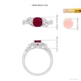 thumbnail image 5 of ANGARA Natural Cushion Ruby and Half Moon Diamond Leaf Ring in 14K White Gold for Women (Size-6mm) | July Birthstone, Birthday, Anniversary, Jewelry Gift for Women | Natural Ruby Ring, 5 of 9