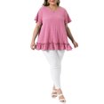 thumbnail image 2 of Agnes Orinda Women's Plus Size School College St. Patrick's Day Tops Layered Hem Crew Neck Short Sleeve Shirts Flowy Summer Casual Blouse 4X Pink, 2 of 6