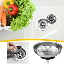 Universal Flat-Head Sink Stopper & Vegetable Basin Filter – 2-in-1 Kitchen Sink Plug with Fine Mesh Screen, Anti-Clog Drain Strainer for Bathroom & Laundry, Stainless-Steel Rim, Dishwasher Safe