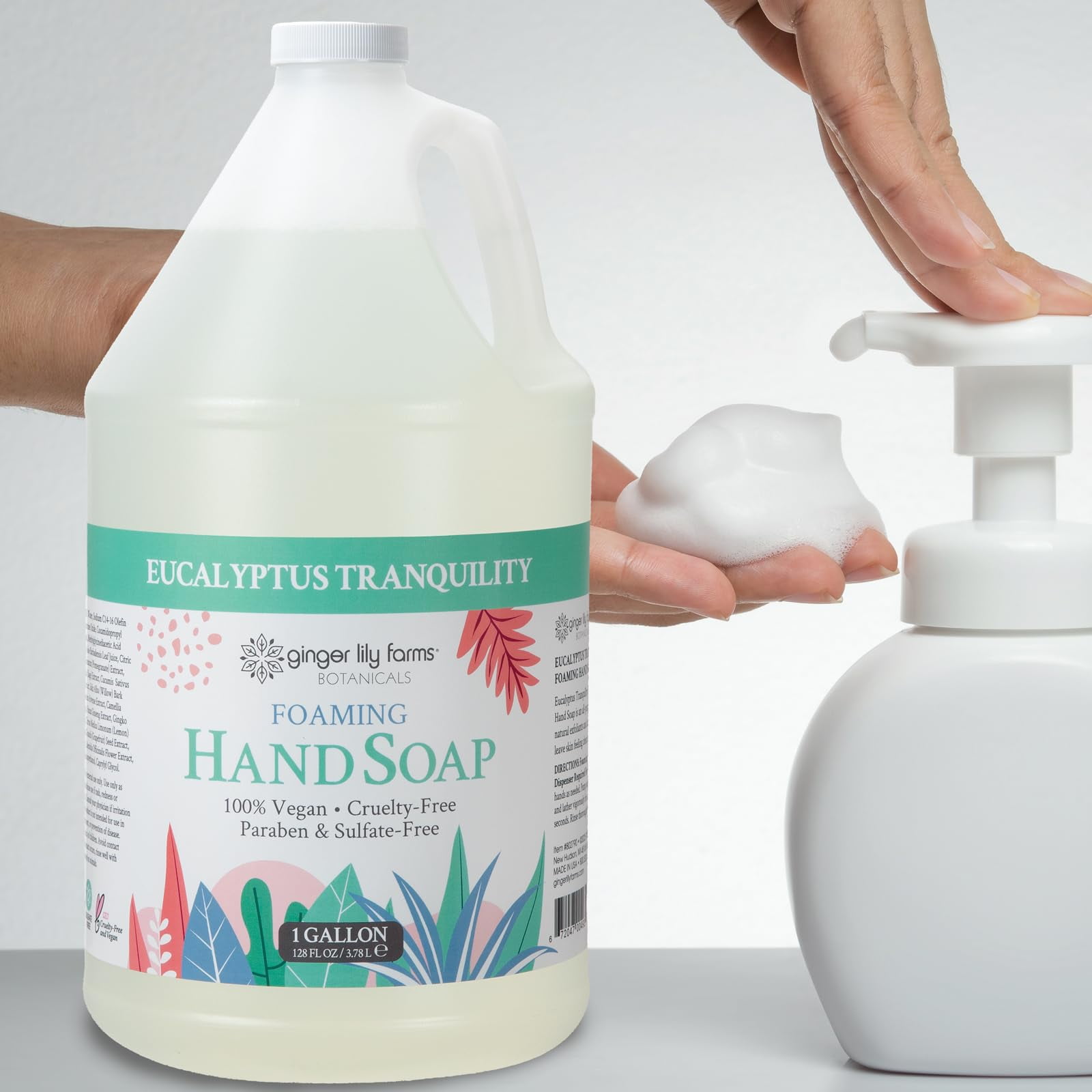 Ginger Lily Farms Botanicals All-Purpose Foaming Hand Soap Refill, 100% Vegan & Cruelty-Free, Eucalyptus Tranquility Scent, 1 Gallon (128 fl oz)