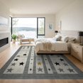 thumbnail image 3 of ODIKA 9'x12' Washable Area Rug Under Layered Door Stripe Bold Doormat Stars Checkered Farmhouse Grid for Dining Room, Basement, Large Office, Non-Slip Chair-Friendly, 3 of 7