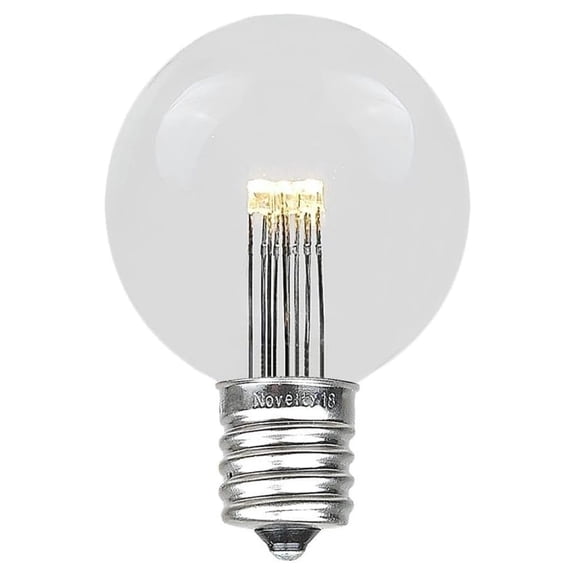 25 Pack G50 Glass LED Globe Bulbs, String Light Replacement Bulbs, E17 Intermediate Base, Energy Efficient Outdoor Patio Lighting, Warm White