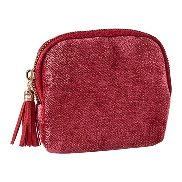 Estuche para Pulseras Organizador Portátil de Joyas de Viaje con Cinco Compartimentos Material Suave Cremallera Elegante Adecuado para Mujeres Negocio Rojo