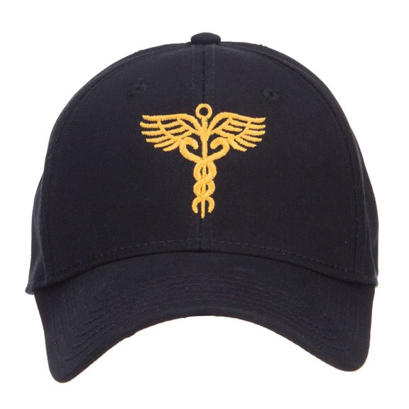 Original Medical Caduceus Embroidered Cotton Cap - Black OSFM
