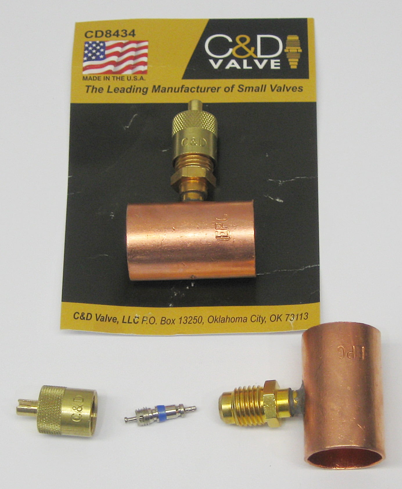 C&D 3/8" OD Tube Solder/Braze-On Self-Piercing Copper Saddle Valve CD5538 • USA 