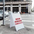 thumbnail image 5 of A-frame Sidewalk Now Hiring Day Laborers 24" x 36" Double Sided A-Frame Sidewalk Sign, Includes 2 Installed Vinyl Decals | Foldable Portable White Signicade Sandwich Board Signs, 5 of 5
