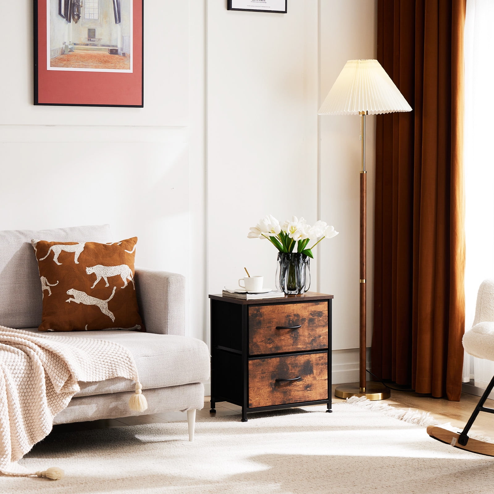 MAYEERTY Drawers Dresser Chest of Drawers,Metal Frame and Wood Top