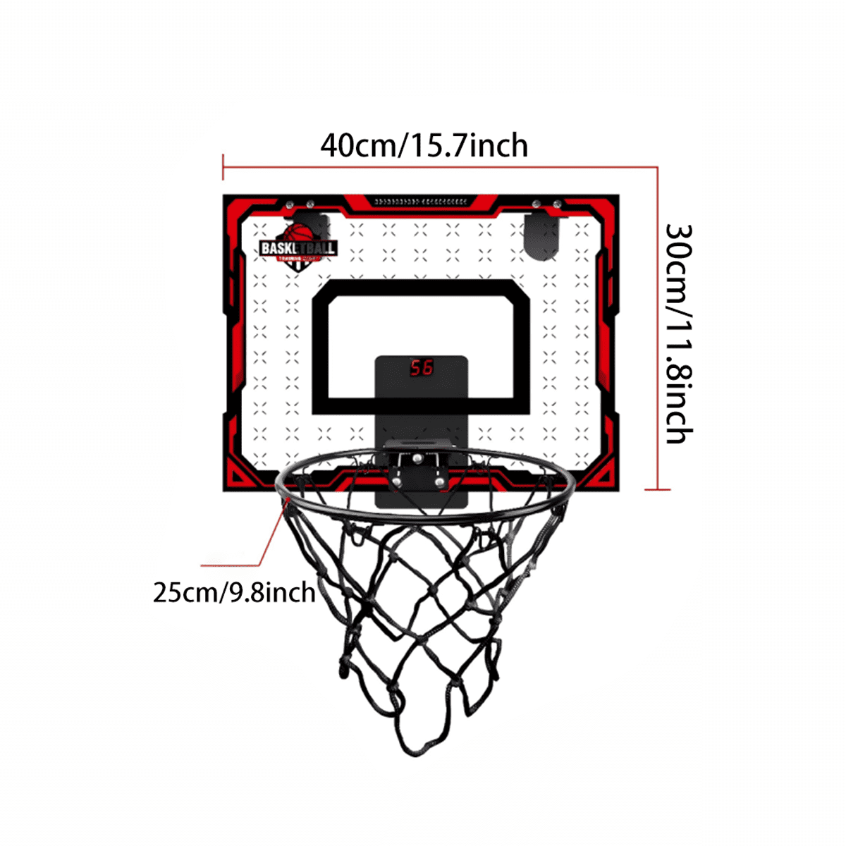 Wall-Mounted Electronic Basketball Hoop for Door, Indoor and Outdoor Parent-Child Interactive Shooting Toy, Includes Basketball + Air Pump