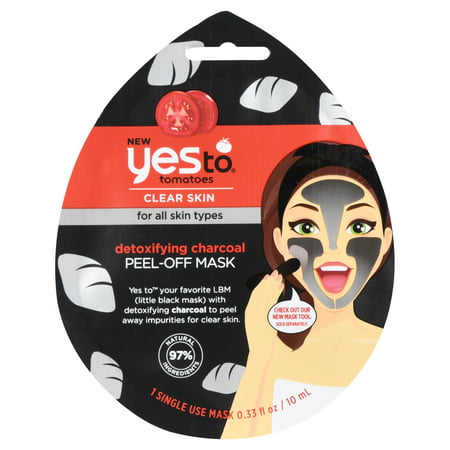 Yes To Tomatoes Charcoal Peel Off Mask, Single Use Charcoal Face Mask, 0.33
