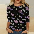 thumbnail image 2 of gakvbuo Valentine Day Shirt For Women Trendy 3/4 Sleeve Tunic Tops Cute Love Hearts Graphic Tees Round Neck Casual Funny Shirts Tops Blouse, 2 of 3