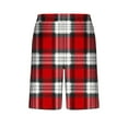 thumbnail image 4 of Mens Shorts Drawstring Elastic Waist Plaid Pocket Sleep Shorts Casual Lounge Bermuda Shorts Red XXXL, 4 of 6