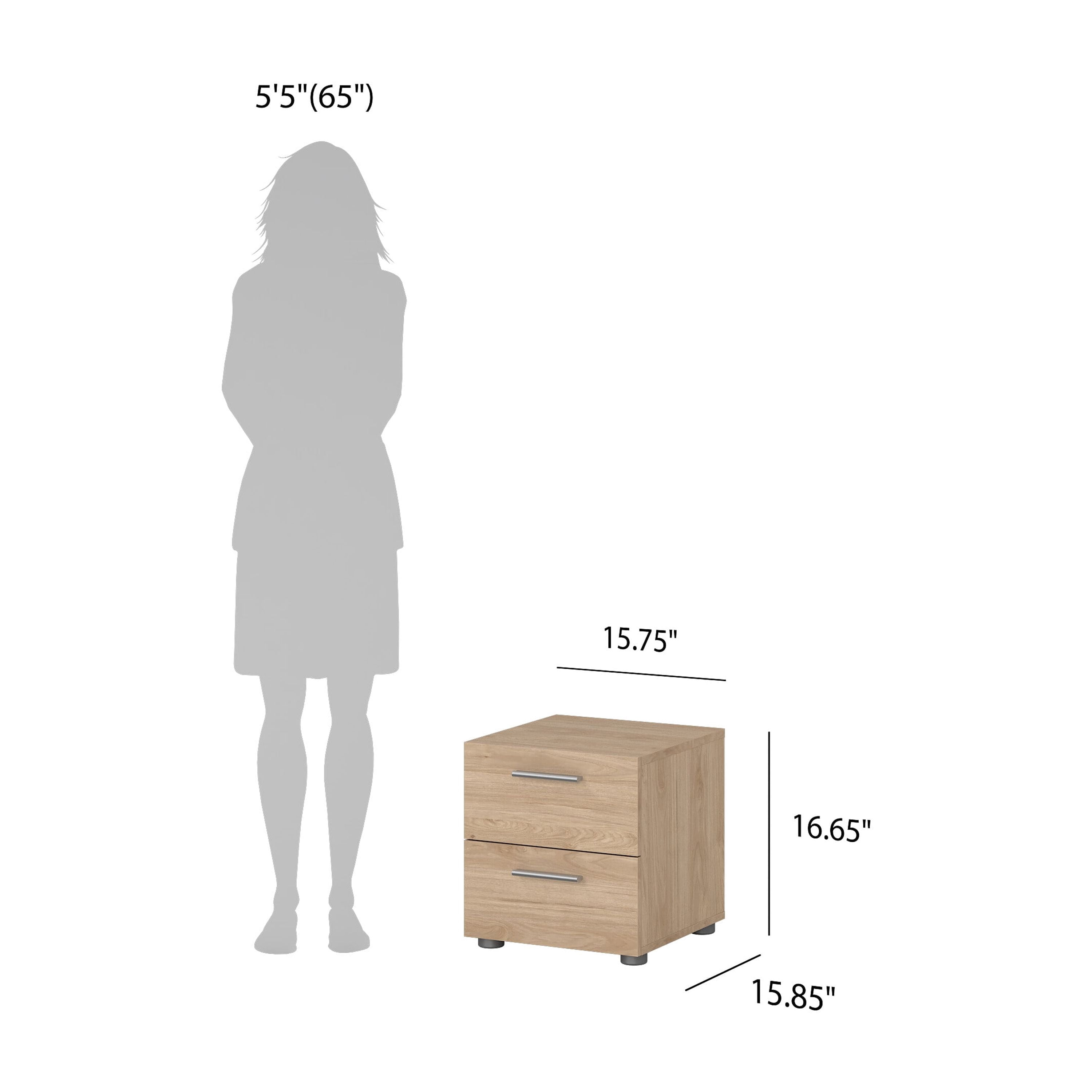 Tvilum Loft 2 Drawer Bedroom Nightstand for Adults, Jackson Hickory