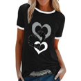 thumbnail image 2 of DondPO T-Shirts pour Femmes, Hauts d'Été Mode Col Rond Col Chaîne Imprimé Amour T-Shirt Graphique, T-Shirts, Hauts en Solde pour Femmes, Manches Courtes Noir TTG, 2 of 4