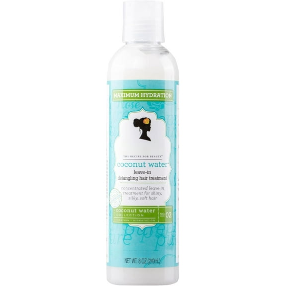 Coconut Water Leave in Conditioner, Concentrated Hair Detangler Treatment for Maximum Hydration and Shiny, Silky, Soft Strands, 8 oz