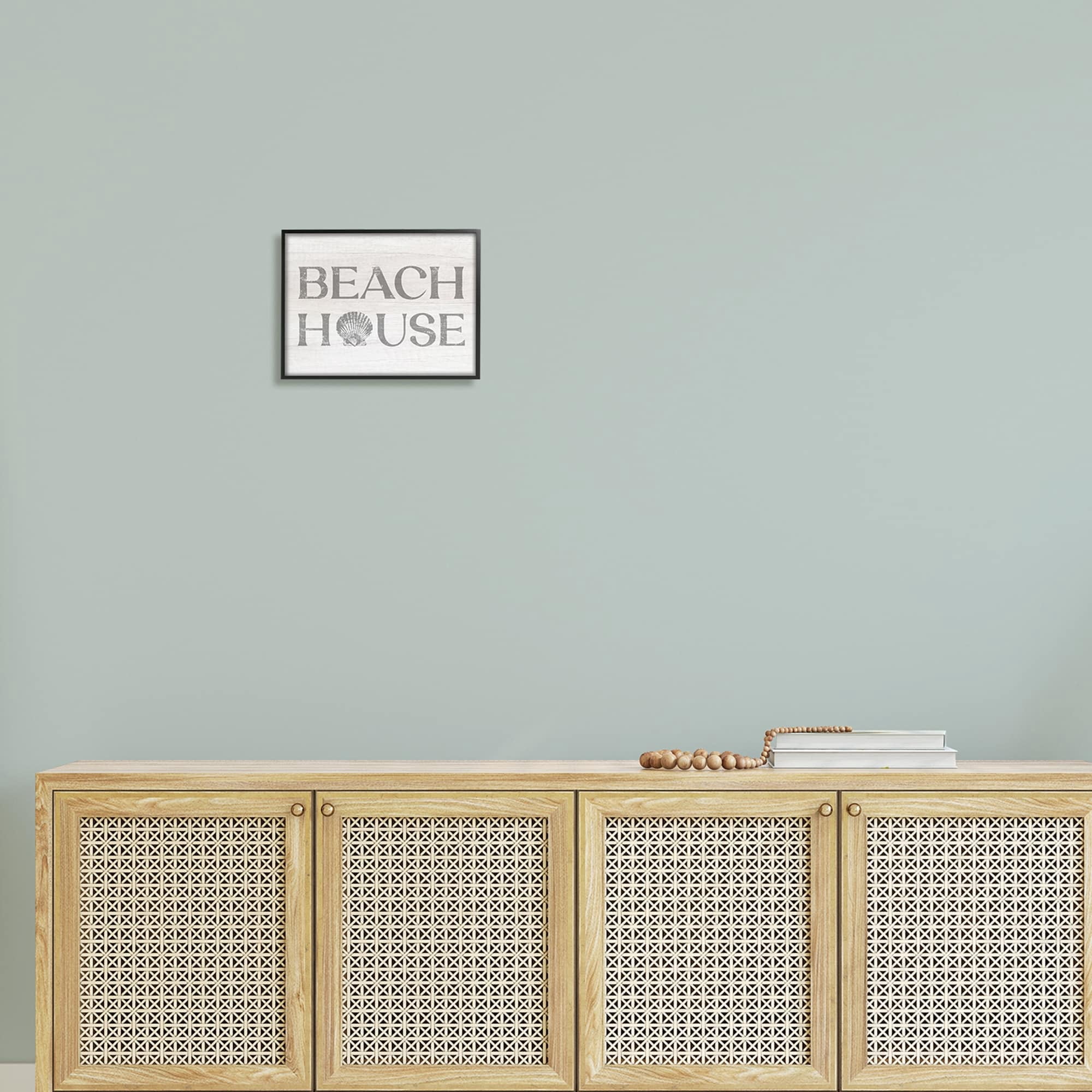 Stupell Industries Beach House Text Vintage Clam Seashell Motif Framed Wall Art, 14 x 11, Design by Lil' Rue