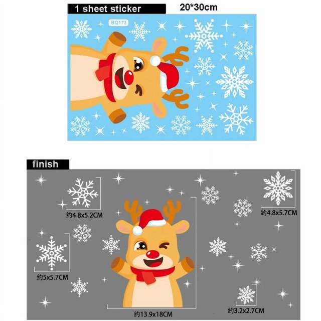 Pegatinas de decoración navideña para ventana, calcomanías de Santa Claus para árbol de Navidad, calcomanías para puerta de vidrio, pegatinas para ventana