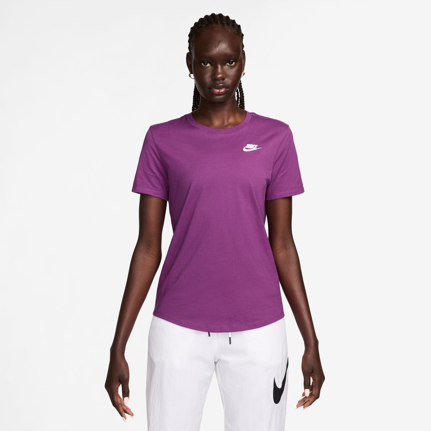 Women's Nike Sportswear Club Essentials Tee Color: Bold Berry Size
