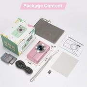 Digital Camera FHD 1080P 44MP Kids Camera Video Camera with 16X Digital Zoom Portable Compact Digital Cameras for Kids Teens Seniors with 32GB Card(Pink)