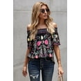 thumbnail image 4 of ABPHQTO Top recto floral negro de mujer, 4 of 5