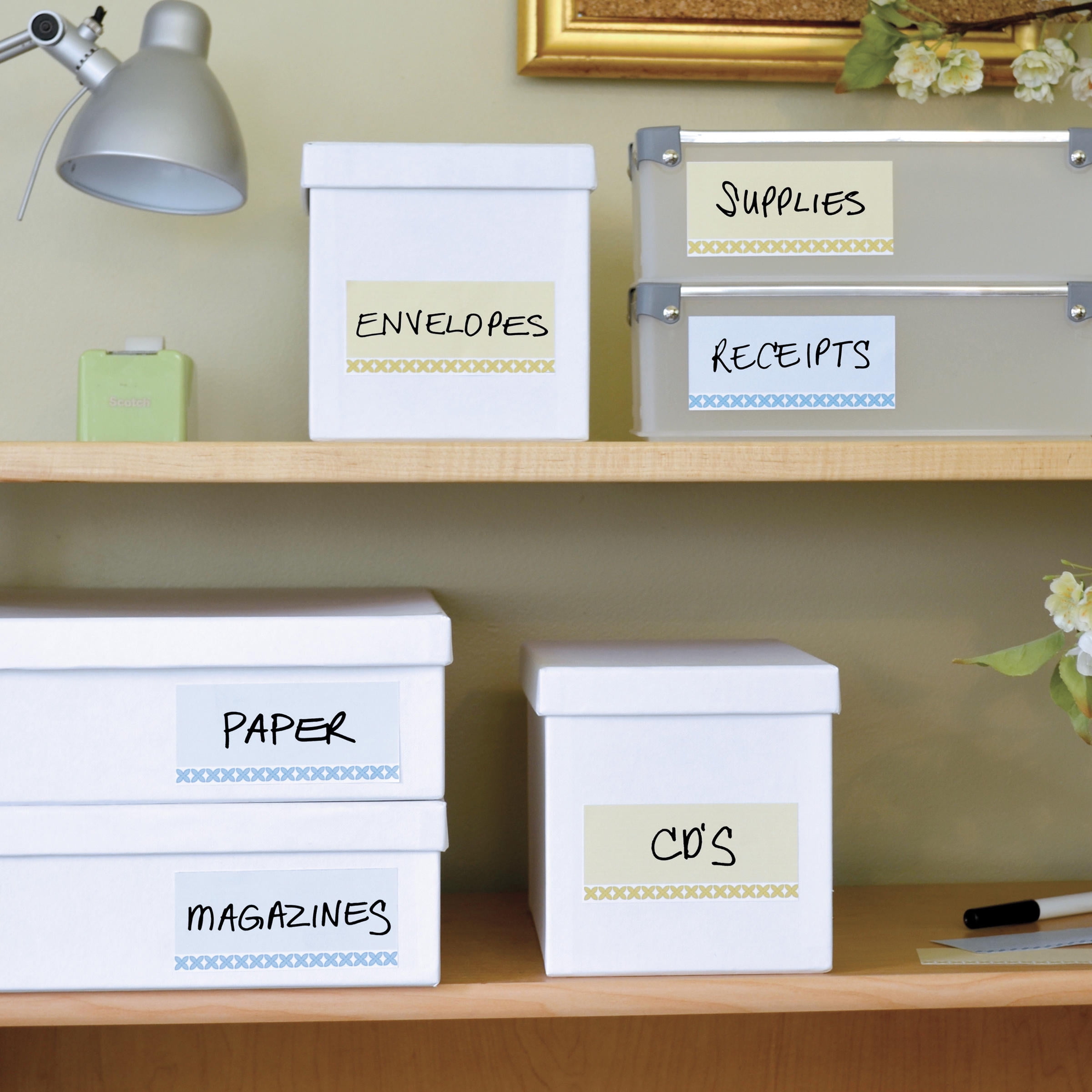 Wallies Peel & Stick Modern Dry Erase Labels, 10 labels, 4" x 1