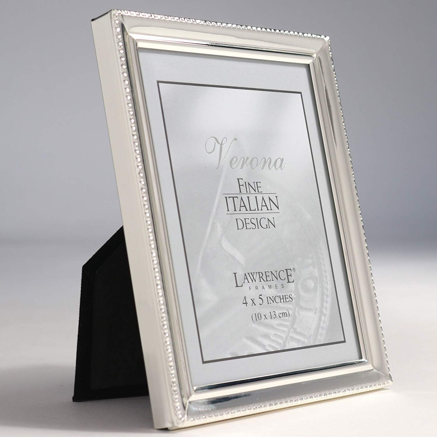 Bead Border Design Lawrence Frames Polished Silver Plate 4x5 Picture Frame