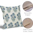 thumbnail image 4 of Blue Floral Block Print Pillow Covers 18x18 Light Blue Green Chinoiserie Flowers Birds Monsoon Decorative Pillows Outdoor Linen Farmhouse Cushion Case Pillowcase for Sofa Bed Room Decor Set of 2, 4 of 6