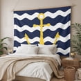 thumbnail image 3 of Navy Ripple Tapestry for Bedroom Wall Hanging Tapestry, Yellow Anchor Navy White Waves Aesthetics Ceiling Backdrop Tapestries Poster Blanket Wall Decor for Teens Room Living Room Dorm 59" x 90", 3 of 8