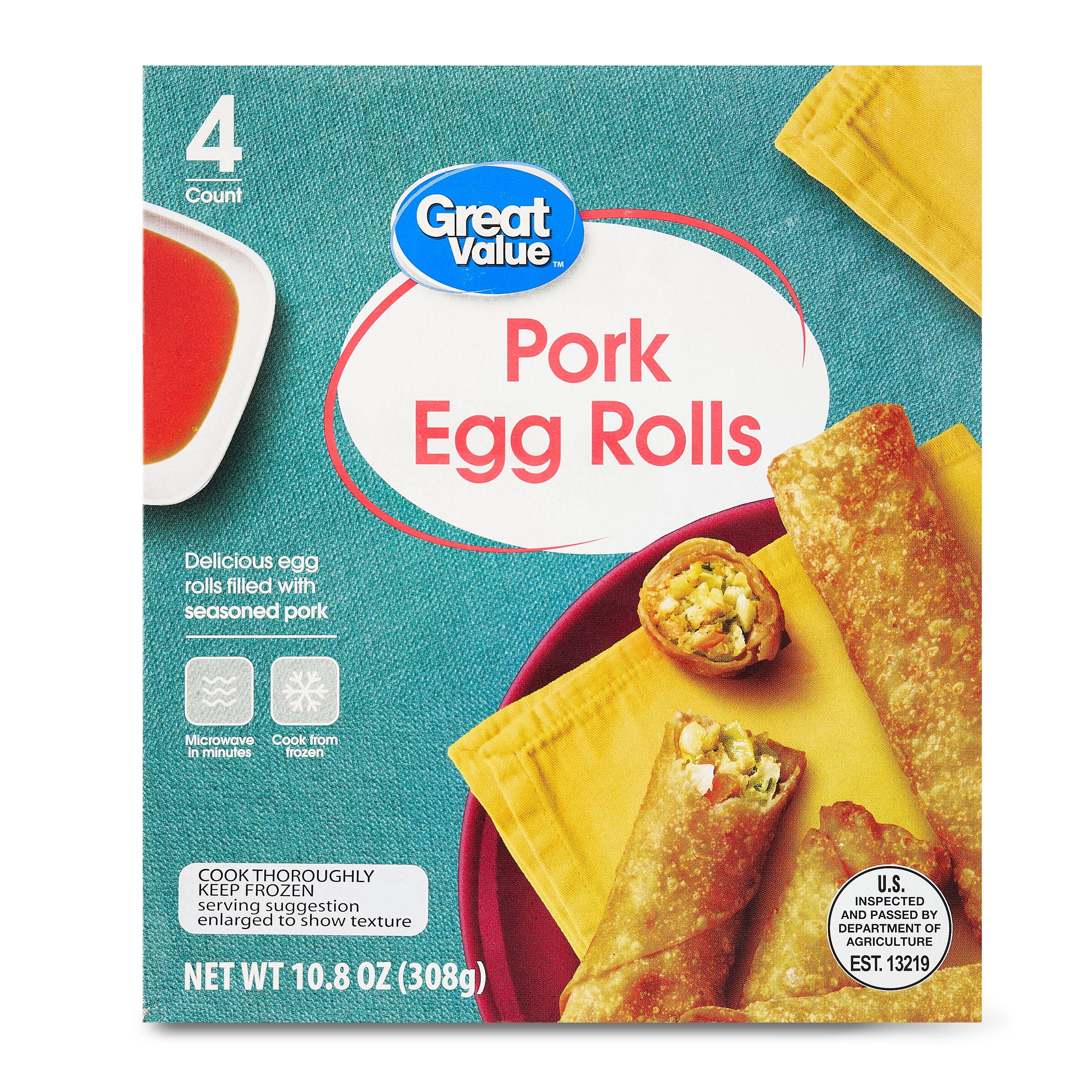 Great Value Pork Egg Rolls, 10.8 oz, 4 Count