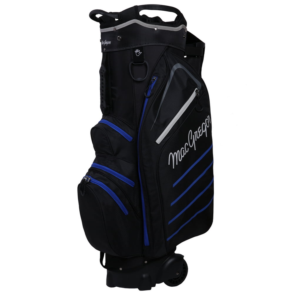 MacGregor Golf VIP Cart Bag with Built In Wheels / Handle, 14 Way Divider, Black/Blue