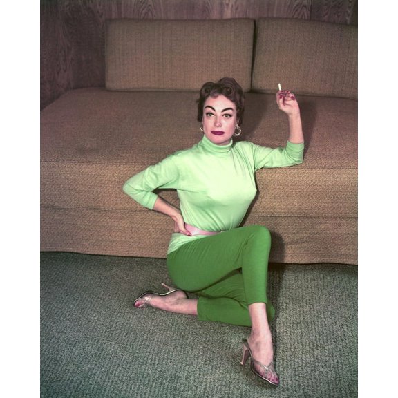 Joan Crawford 24X36 Classic Hollywood Poster Posing At Home With Cigarette