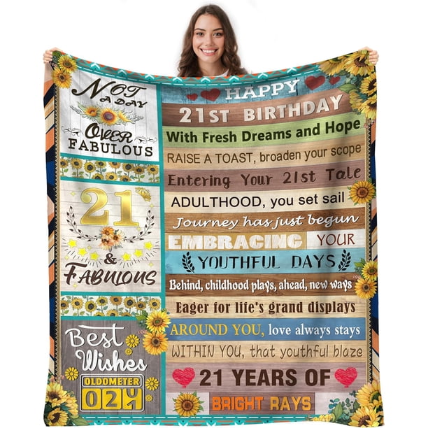 LHSHID 21st Birthday Gifts Decorations Blanket 21 Year Old Birthday Gifts for Her Funny Girls 21st Birthday Gift Ideas Birthday Presents for Female Women 40"x50"