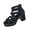 Black, variant on Black Women S Casual Open Toe Sandals High Heels Round Toe Slip On Chunky Heel Summer Dress Shoes For Ladies